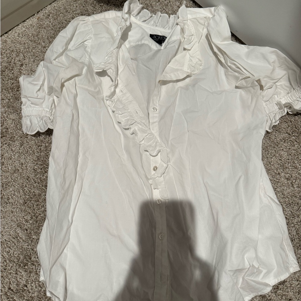 J. Crew Women's Cream Ruffle Blouse